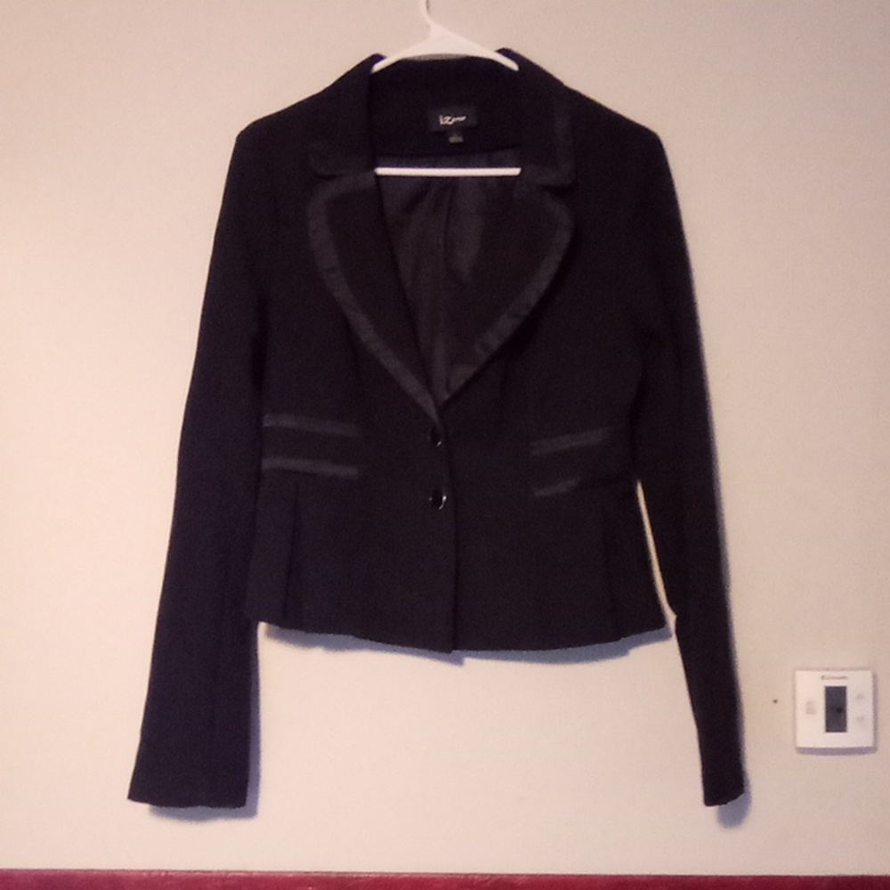 Iz byer black women's tuxedo Blazer jacket size large Junior